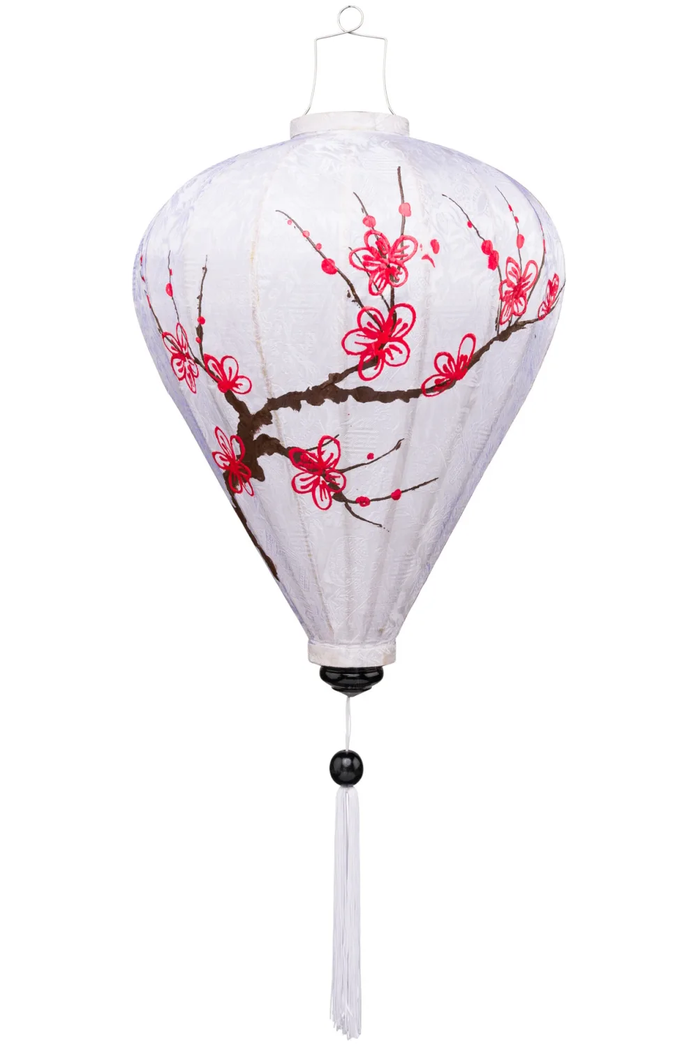 Japanese silk lantern painted with a cherry blossom