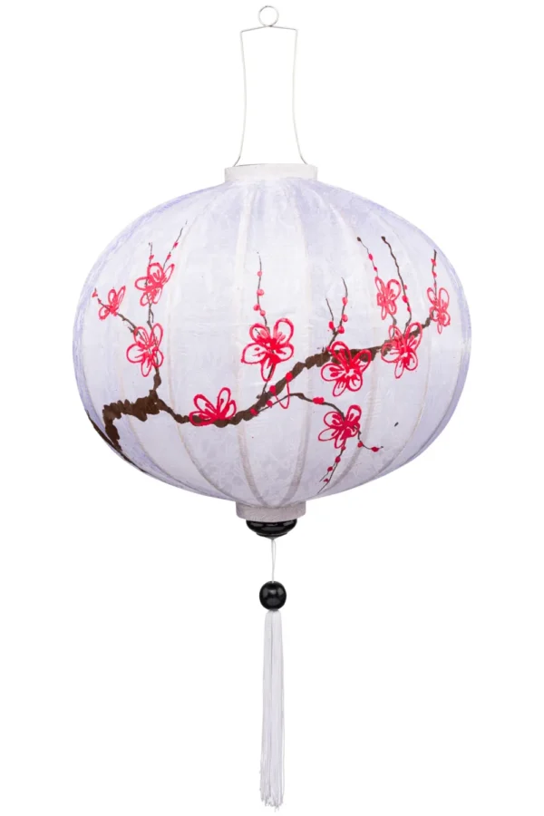 Chinese silk lantern with cherry blossom drawing