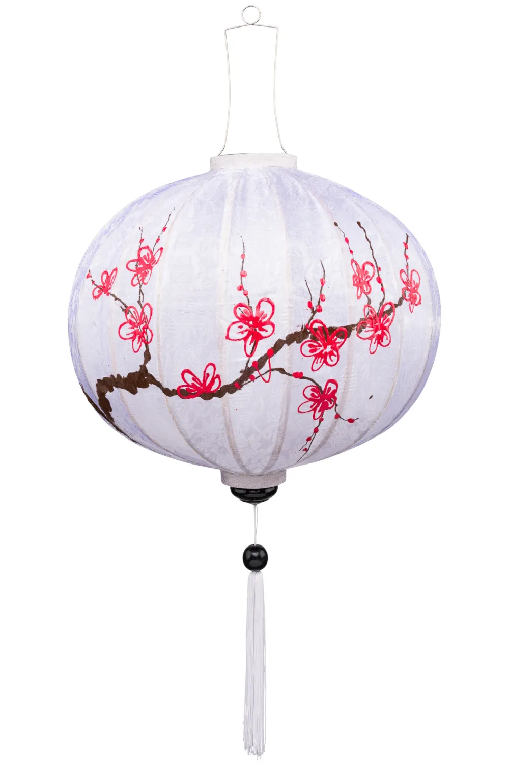 Chinese silk lantern with cherry blossom drawing