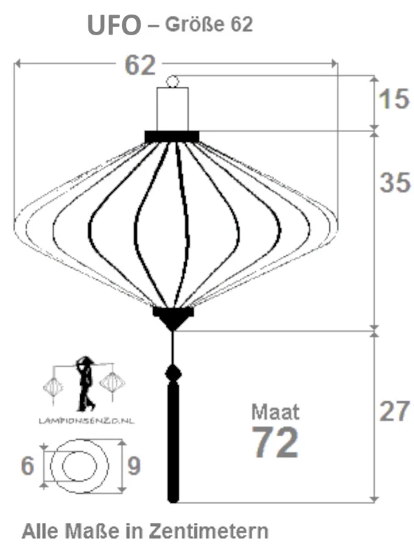 Size of the ufo disc lantern 72