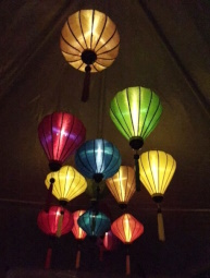 Vietnamese lights in a tent