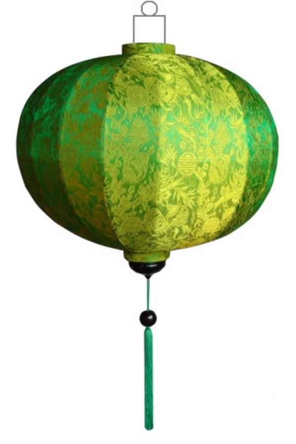 Green silk lantern round