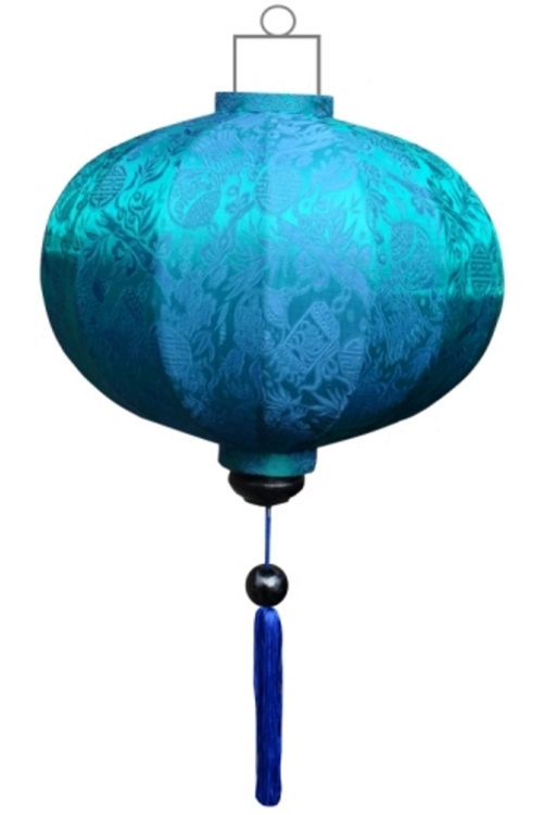 Turqoise silk lantern round